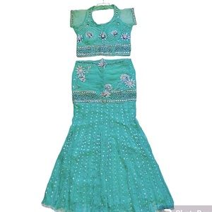 3pcs Women’s Elegant Indian Party Dress/ Color Light Green/ Size S/M